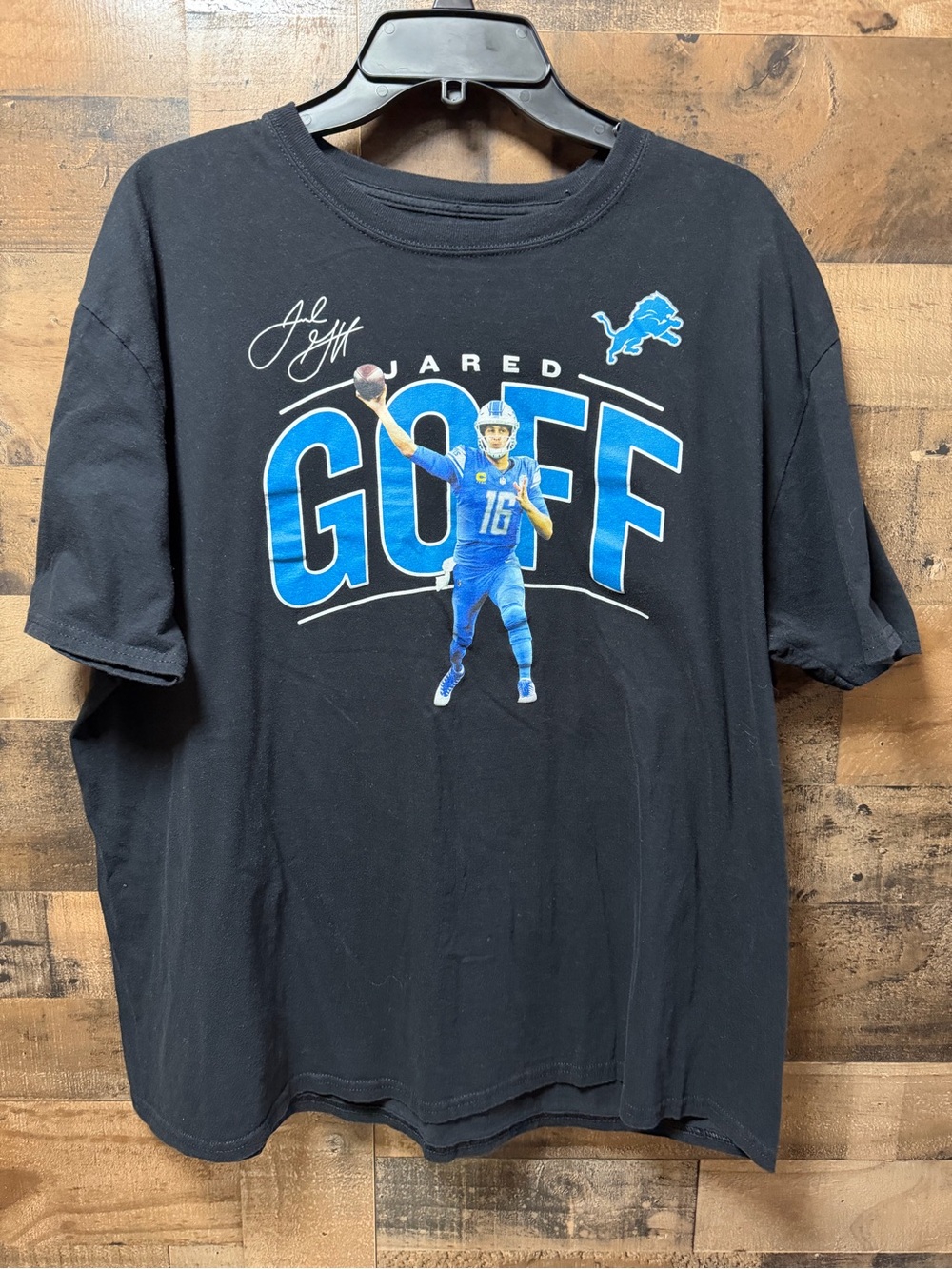 Jared Goff Detroit Lions T Shirt Mens 2XL Black NFL Football #16 Graphic